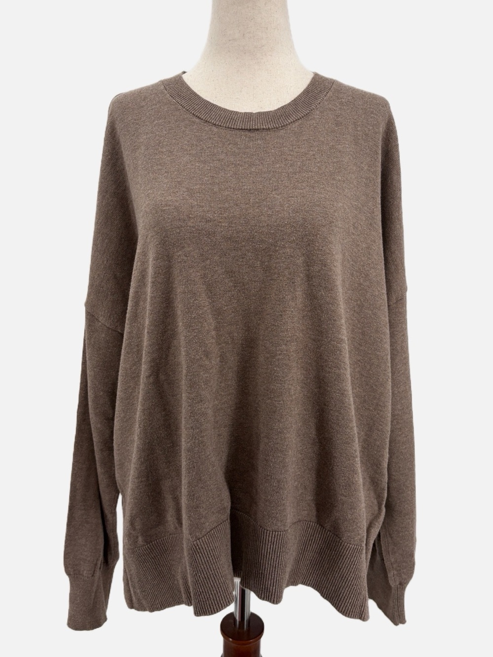 Demylee Elle Cotton Cashmere Relaxed Sweater Muted Mushroom Size Medium